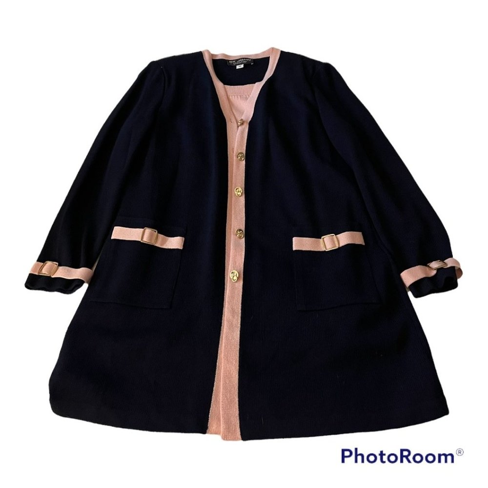 ST JOHN COLLECTION by MARIE GRAY navy & pink Suit